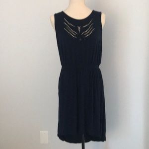 Navy sleeveless dress.